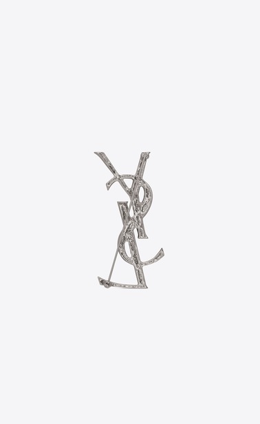 opyum ysl crocodile brooch in silver brass